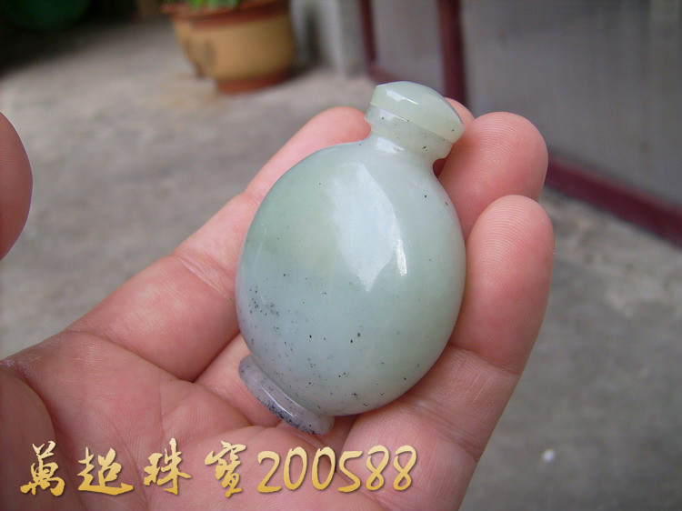 和田玉青花玉鼻烟壶平安瓶烟具器皿万超珠宝200588-图0