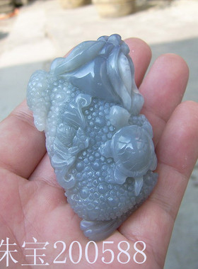 青花玉金蟾珠宝把玩件