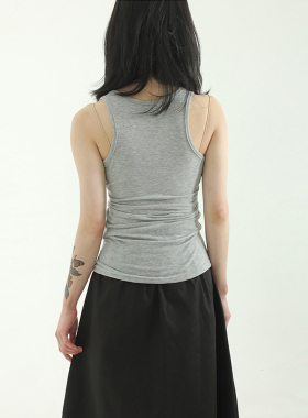 韩国代购 23S/S basic sleeveless silket top 基础短款吊带背心