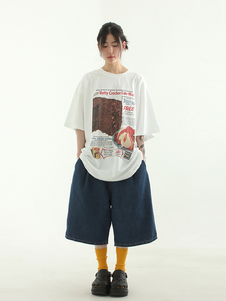 韩代23S/S pin tuck denim half banding pants捏褶半腿牛仔裤女 - 图2