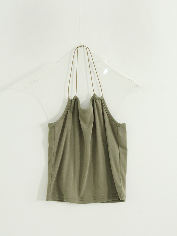 韩国代购23S/S double string halter neck sleeveless top 吊带 - 图3