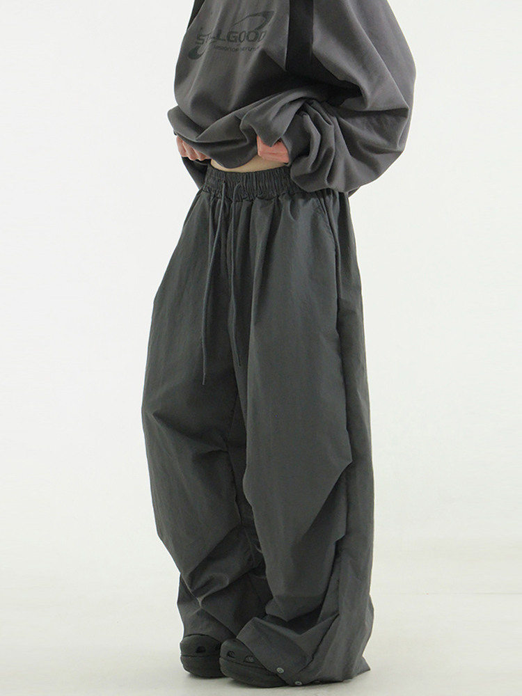 韩国代购 paper pin tuck wide banding pants (unisex)宽松长裤 - 图0