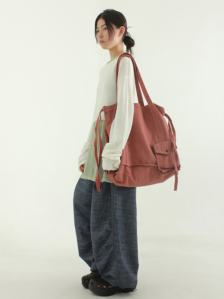 韩国代购23S/S vintage pigmented cotton square bag 帆布背袋包 - 图2