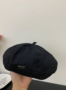 日系文艺纯色贝雷帽女生复古
