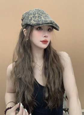美式复古辣妹水洗做旧豹纹前进帽