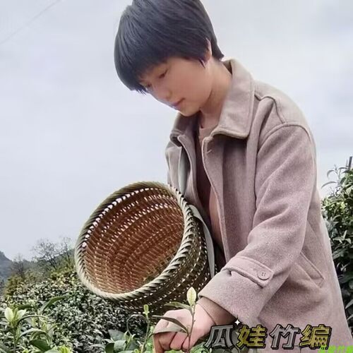 竹编小背篓儿童纯手工竹制品家用背兜竹背篓买菜竹篓采茶舞蹈道具 - 图1