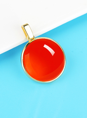 S925银圆形吊坠空托项坠吊坠托女