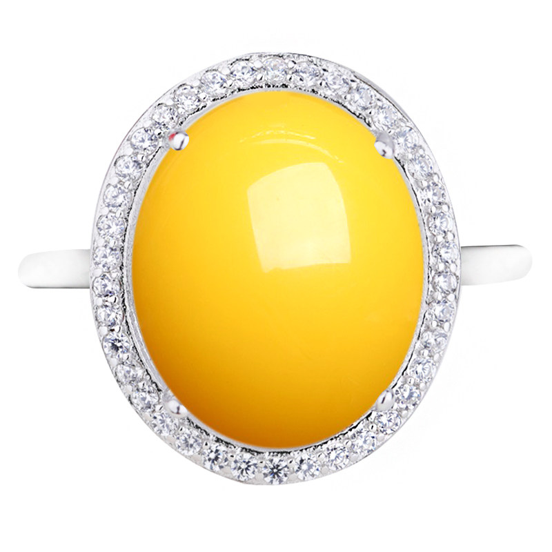 S925纯银戒指空托DIY开口银饰戒托蜜蜡戒托绿松石戒托女款11*14 - 图3