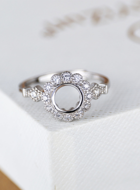 s925纯银镶嵌戒面戒指空托女款