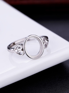 纯银镶嵌蜜蜡玉石翡翠戒指托