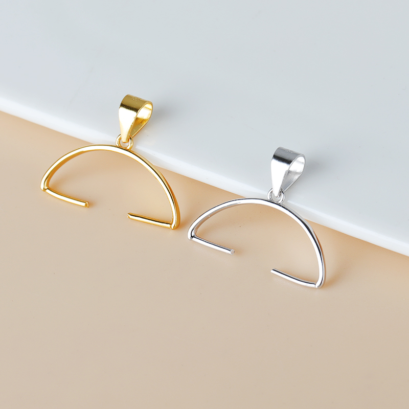 S925纯银扣项链卡扣女宝石吊坠扣绿松石桶珠扣头项坠扣银夹扣diy - 图1