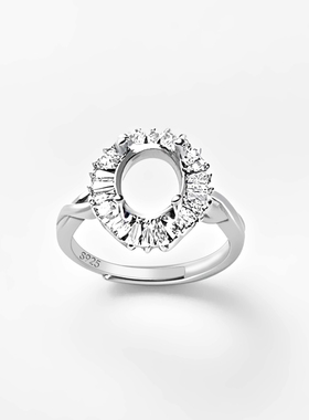 通体S925纯银戒指空托镶嵌戒托女