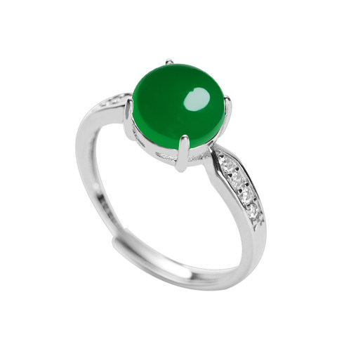 通体S925纯银正圆戒指空托活圈百搭女戒镶嵌翡翠个性戒托主石8mm - 图3