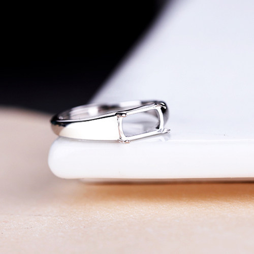 马鞍托戒托空托男女S925纯银戒指空托镶嵌绿松石翡翠玉石 4*8 5*9 - 图1