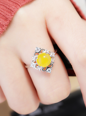 戒指空托纯银绿松石活口7S925