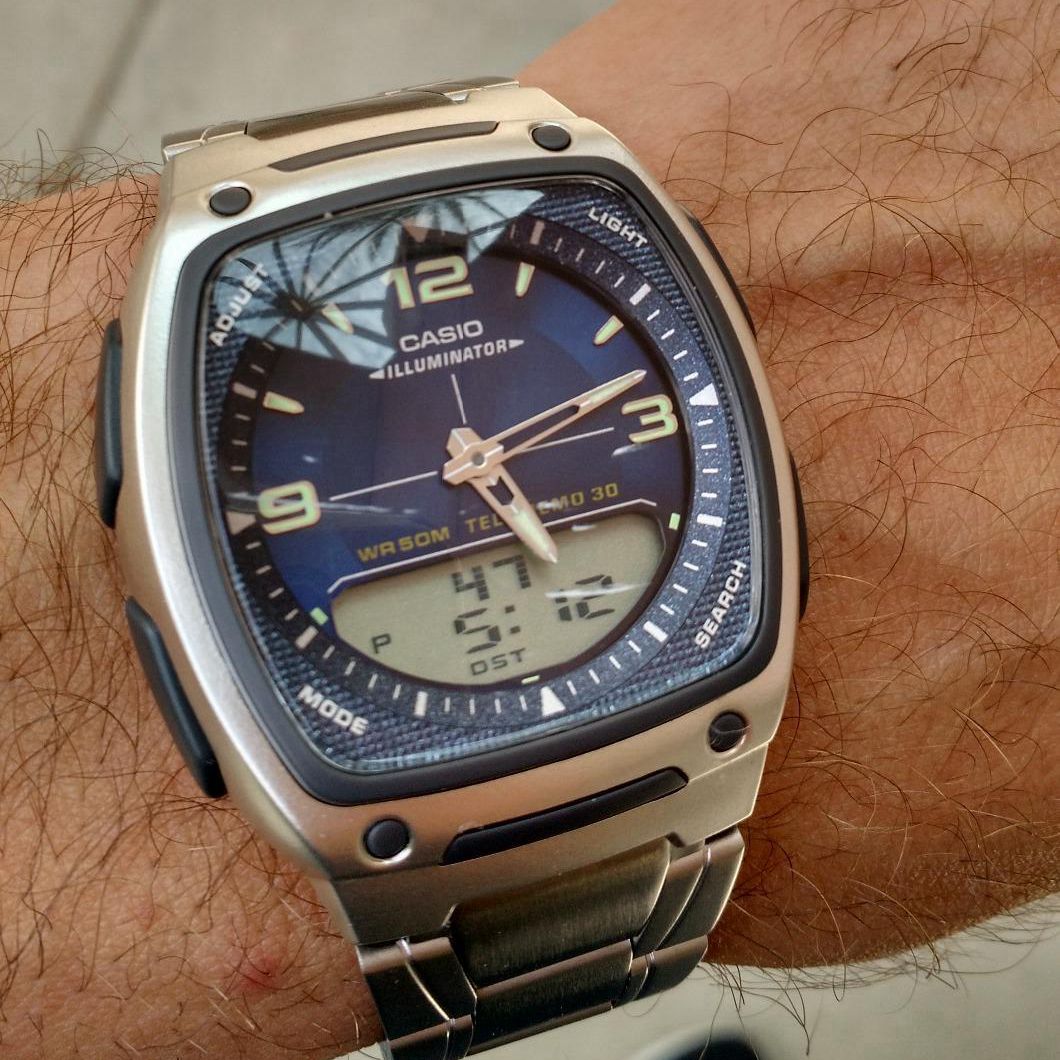正品卡西欧手表男 CASIO AW81D-2AV忧郁蓝表盘石英防水不锈钢男表 - 图2