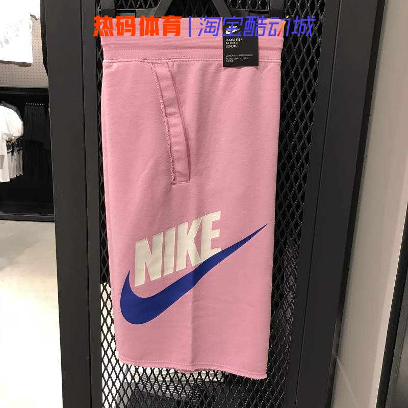 耐克Nike男针织腰带短裤大勾运动篮球裤纯棉宽松五分裤AR2376-010 - 图1