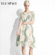 Yuespace hollow ເສື້ອ lace printed ຄົນອັບເດດ: ແຂນສັ້ນ