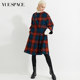 Yue Space Hepburn Style Fashionable Round Neck Wool Coat