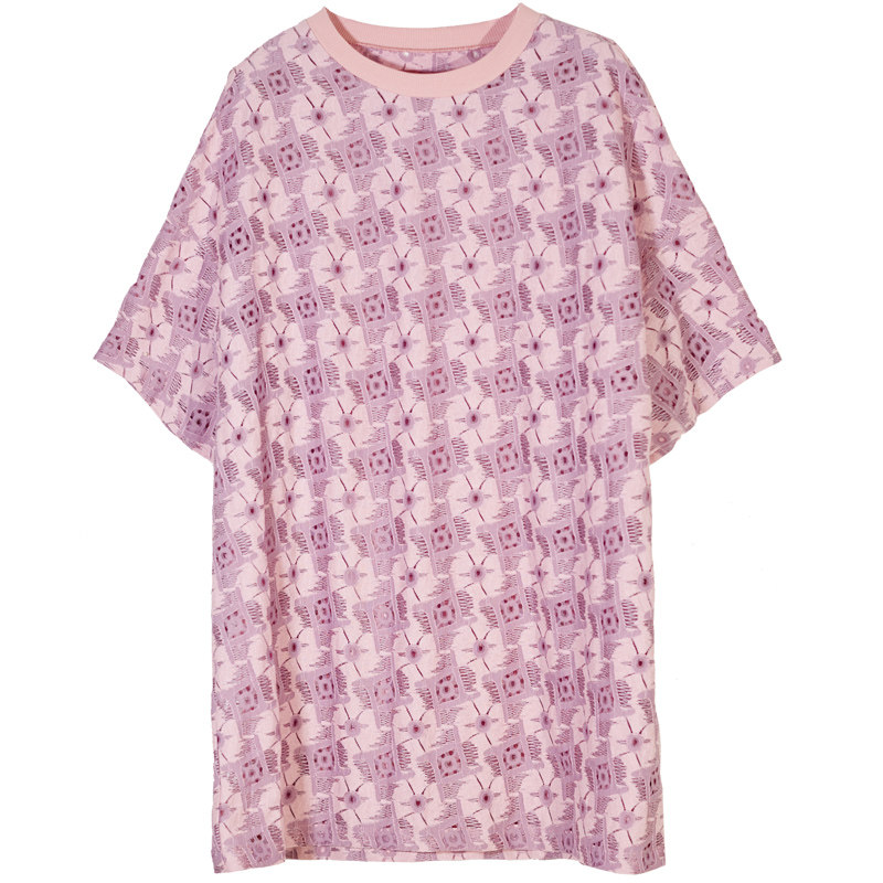 yuespace蕾丝衫镂空印花短袖t恤 悦空间服饰蕾丝衫/雪纺衫