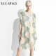 Yuespace hollow ເສື້ອ lace printed ຄົນອັບເດດ: ແຂນສັ້ນ