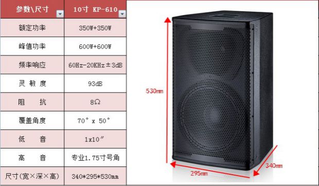 yall悦尔 10寸专业KTV音箱 高端酒店会所工程包房卡接OK音响KP610 - 图1