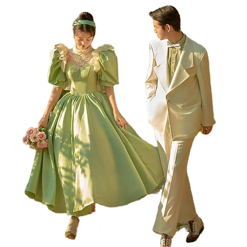 Топ без лямок для влюбленных, кружевное свадебное платье, французский стиль, рукава фонарики