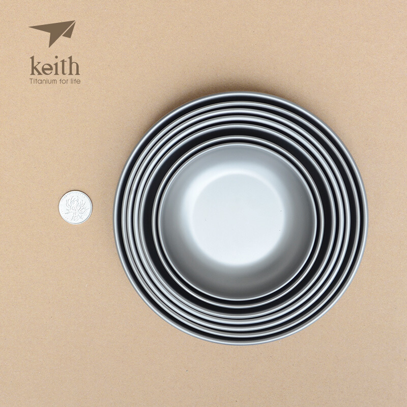 keith铠斯钛碟 钛碗圆盘菜盘蒸盘菜碟子圆形平底浅盘饭盘纯钛餐具