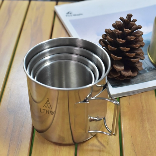 LTHW путешествует на открытом воздухе складной водяной чашки чайной чашки для чашки для кемпинга чашка чашки кофейня 304 из нержавеющей стали.