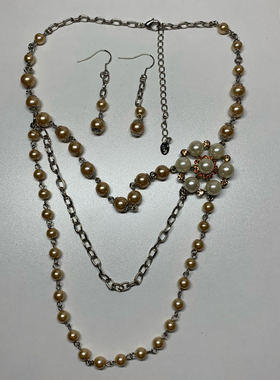 珍珠长短款时尚风轻奢吊坠项链