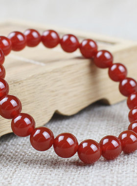 厂家批发红玛瑙手串8MM红色本命年饰品单圈男女情侣手链时尚简约