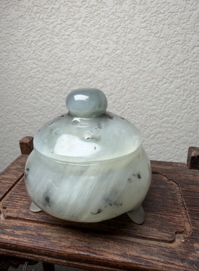 天然岫玉花玉手工精雕香炉香薰炉家居摆件