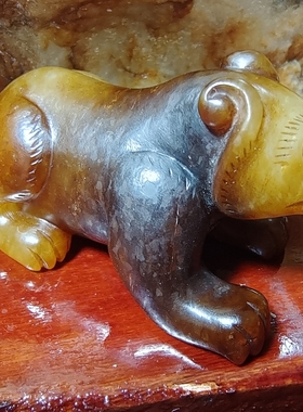 和田玉老玉靈宝 古战熊 勇猛精进 勇气 风生水起家居摆件 灵之缘