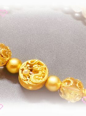 东方玄韵 民俗金龙戏珠 发晶 富贵 显化文创手串 财手链女款