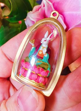 灵缘九尾狐文创 兔儿爷纯铜彩绘手绘制作吊坠挂件