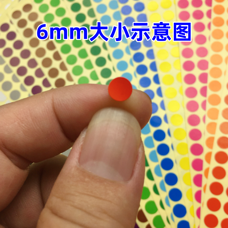 彩色圆点标签贴纸圆形6mm8mm不干胶小圆点标签贴纸数字贴红蓝紫色-图1