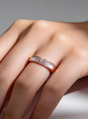 英国 【设计师】Cookie Kiss天然贝母18K金戒指女轻奢大码食指戒