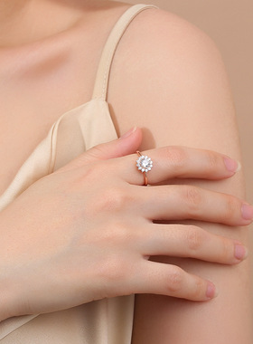 英国 【设计师】Cookie Kiss轻奢太阳花满钻戒指女18K金开口指环