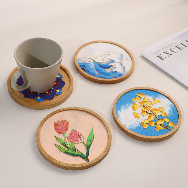 非遗景泰蓝掐丝珐琅画杯垫diy传统手工材料包新手入门DIY团建活动,淘宝优惠券,粉丝福利购,淘宝优惠卷