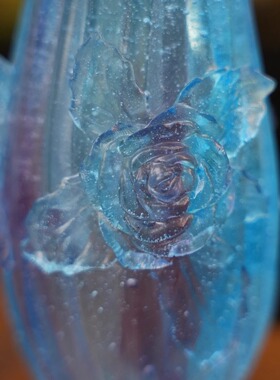 琉光系列琉璃花器蓝紫色玫瑰花小花瓶