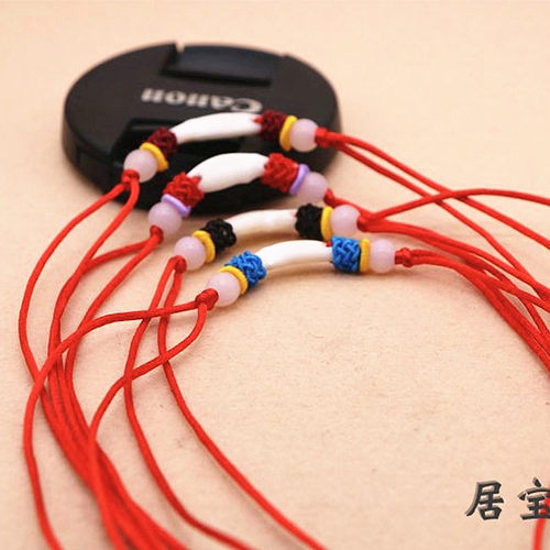 双孔黑狗牙猪骨桃篮编材料红绳饰品手工diy婴儿童宝宝朱砂手脚链 - 图1