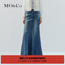 NOIR series) MOCO2024 Spring new artisan artisan washing long line denim skirt fish tail skirt MBD1SKT020