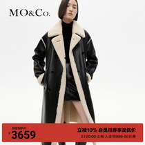 MOCO2023 Winter New Pint Full Plush Neri Rock Vegan Leather Leather leather Locomotive Wind Coat MBC4OVC019