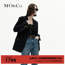 (beautiful Normian wool) MOCO2023 winter new pint of thin mark padded shoulder suit jacket MBC4BLA001