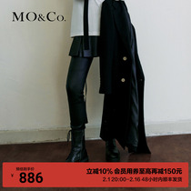 MOCO2023 winter new pint rock vegan leather high waist pressure pleats black A character short skirt half body dress MBC4SKT002