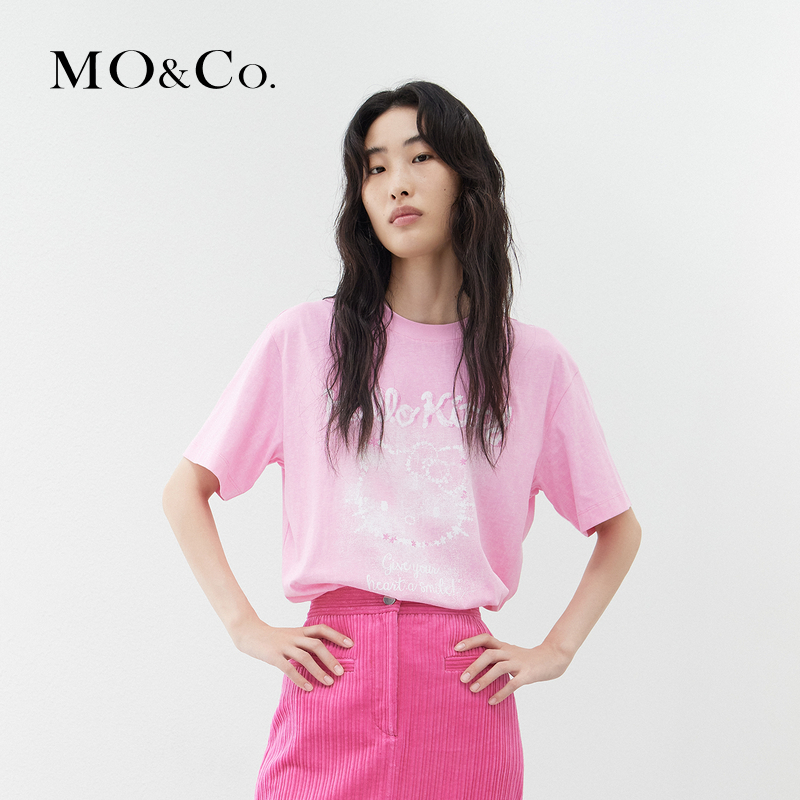 【亲子装】MOCO2023春季新品HelloKitty合作系列怀旧洗水短袖T恤