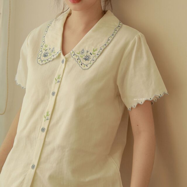 Fresh Zhilan embroidered ເສັ້ນດ້າຍຝ້າຍແບບຈີນ pajamas wearable