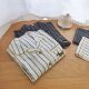 Striped dog ຝ້າຍບໍລິສຸດ brushed velvet pajamas ຄູ່