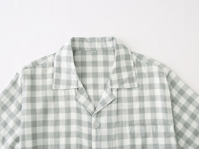 Gauze unprinted style Japanese style plaid plus pajamas ຂະຫນາດ
