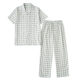 Gauze unprinted style Japanese style plaid plus pajamas ຂະຫນາດ